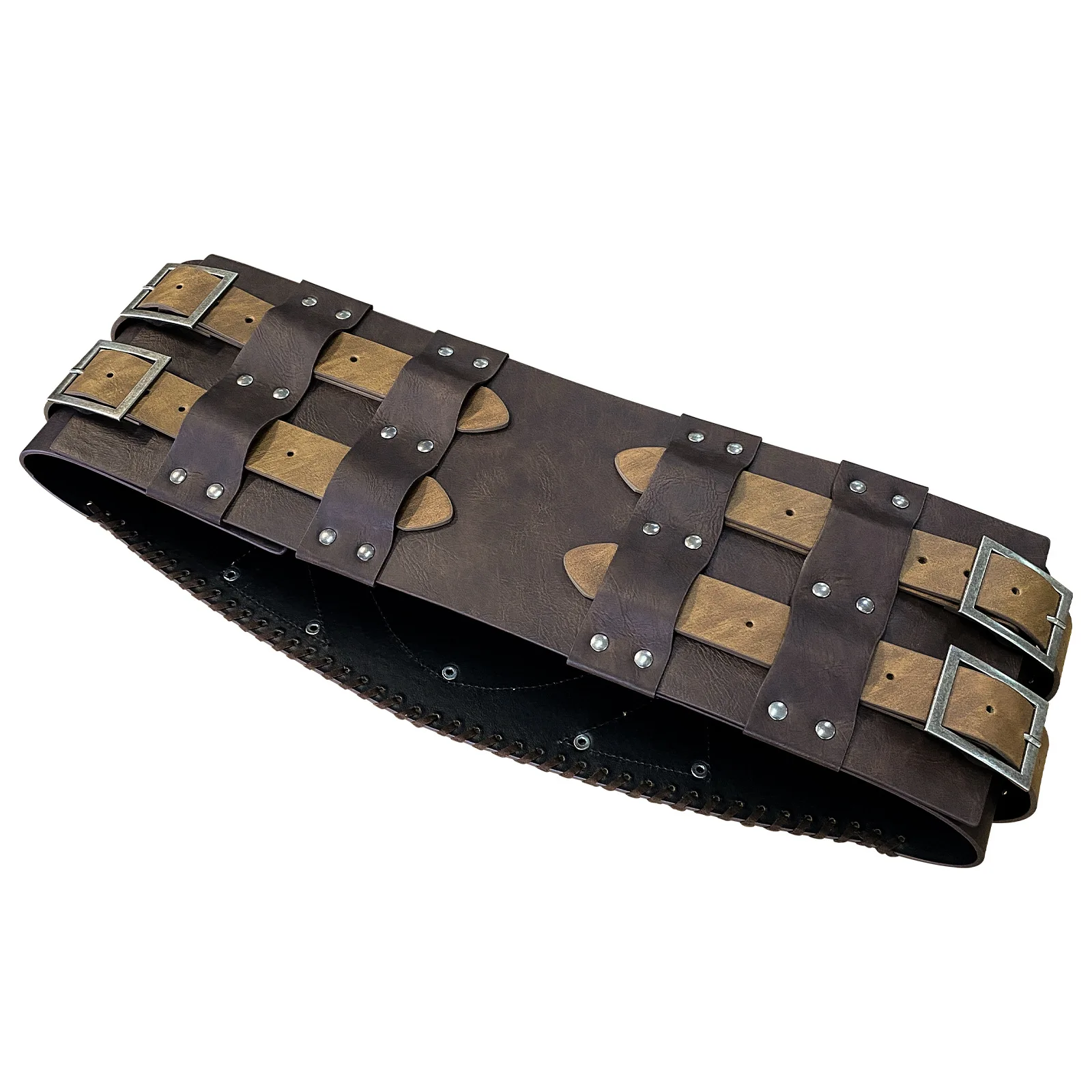 เข็มขัดหนังลายวอร์เท็กซ์แบบนูนสไตล์อัศวินยุคกลาง เข็มขัดหนังสไตล์เรโทร ไวกิ้ง อัศวิน คอร์เซ็ท โจรสลัด อุปกรณ์ประกอบคอสเพลย์