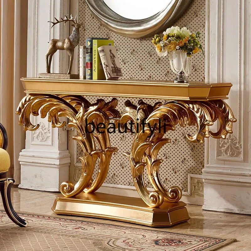 

A16 European porch table, semi-round table, foyer cabinet, French retro living room decorative partition cabinet, post-modern