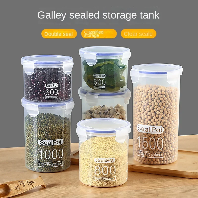 Recipientes Herméticos para Granos de Cocina, Cereales, Especias, Aperitivos, Té, Contenedor de Almacenamiento Hermético para Refrigerador, Organizador de Gran Capacidad, 4 Tamaños