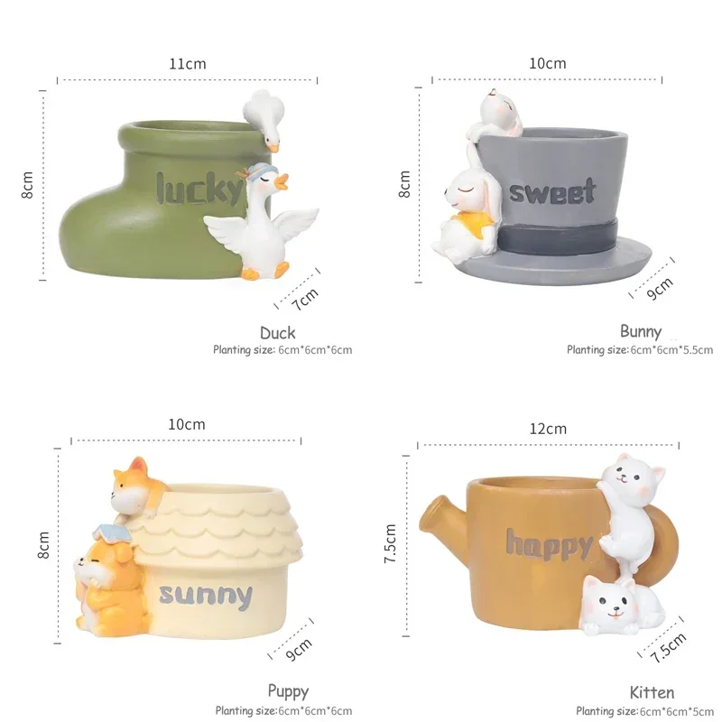 Resin Boots Shape Planter with Bird Ornament, Lucky Charm Miniature Plant Holder for Succulent, Cute Animal Decor for Home