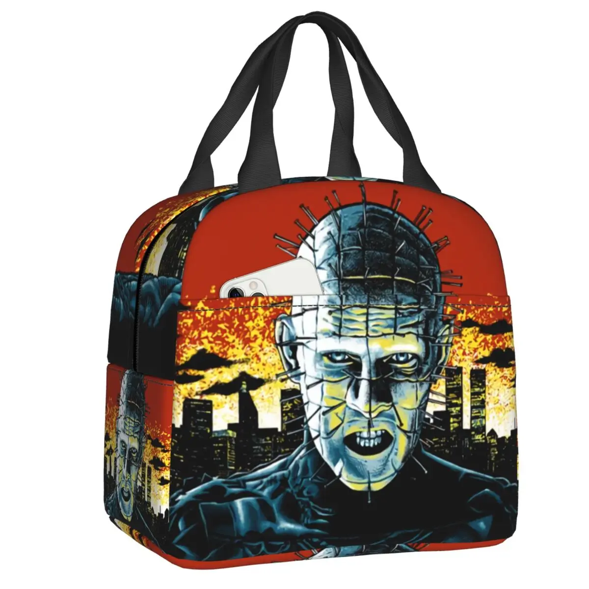 

Hellraiser Lunch Bag for Outdoor Picnic Halloween Horror Movie Resuable Cooler Thermal Insulated Lunch Box Women Kids Food Tote