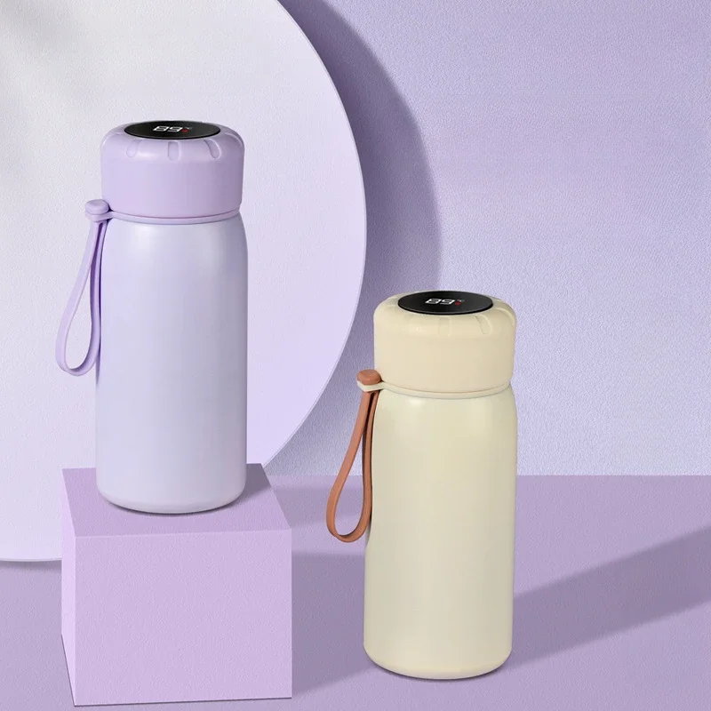400ml Smart Temperature Display 304 Stainless Steel Insulated Bottle, Mini Vacuum Flask with LED Lid