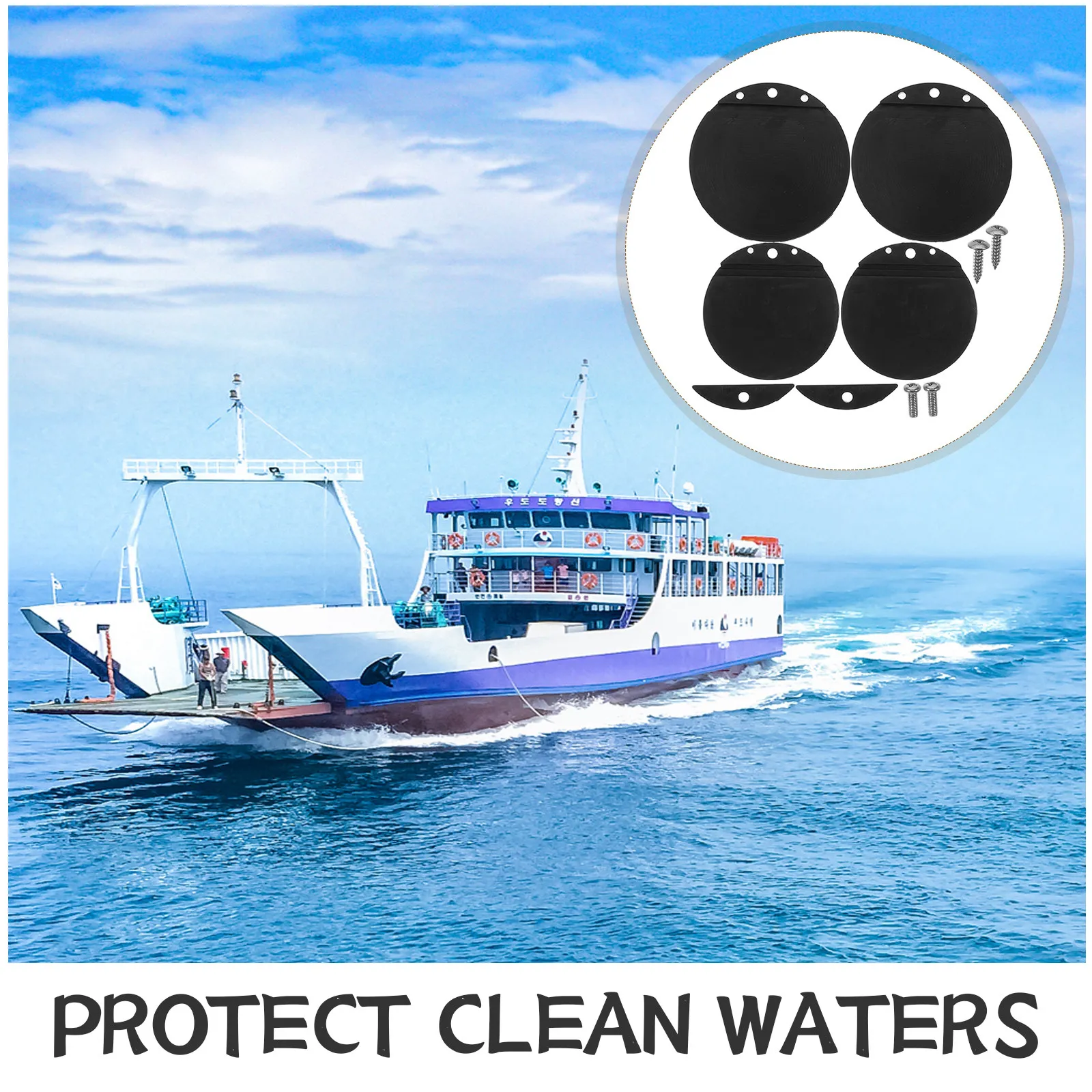 4Pcs Boat Scupper Flapper Replacement Kit Black Rubber Marine Drain Plug for Pontoon Yacht Fishing Boats Anti-Leak Waterproof view 6
