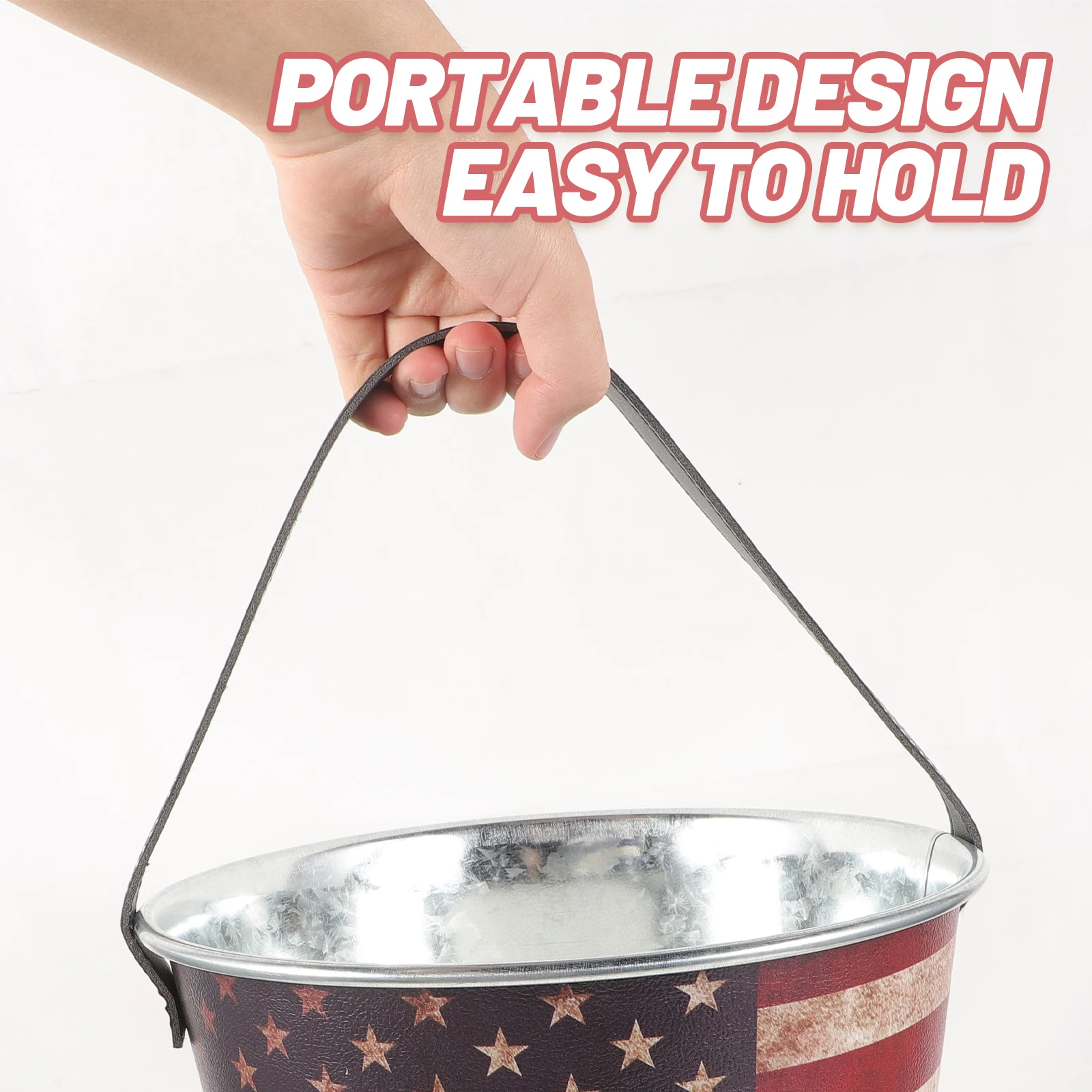 

Ice Barrel Holder Metal Bucket Wrought Iron Cube Container for Drinks Party Bar Supply Beer Storage