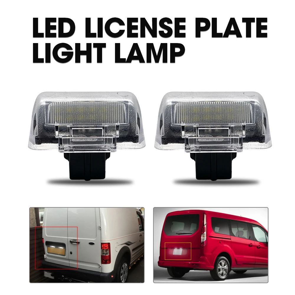 2Pc LED License Number Plate Light For Ford Transit MK4 MK5 MK6 MK7 1985-2013 For Ford Transit Connect 2002-2013 OEM#4388111