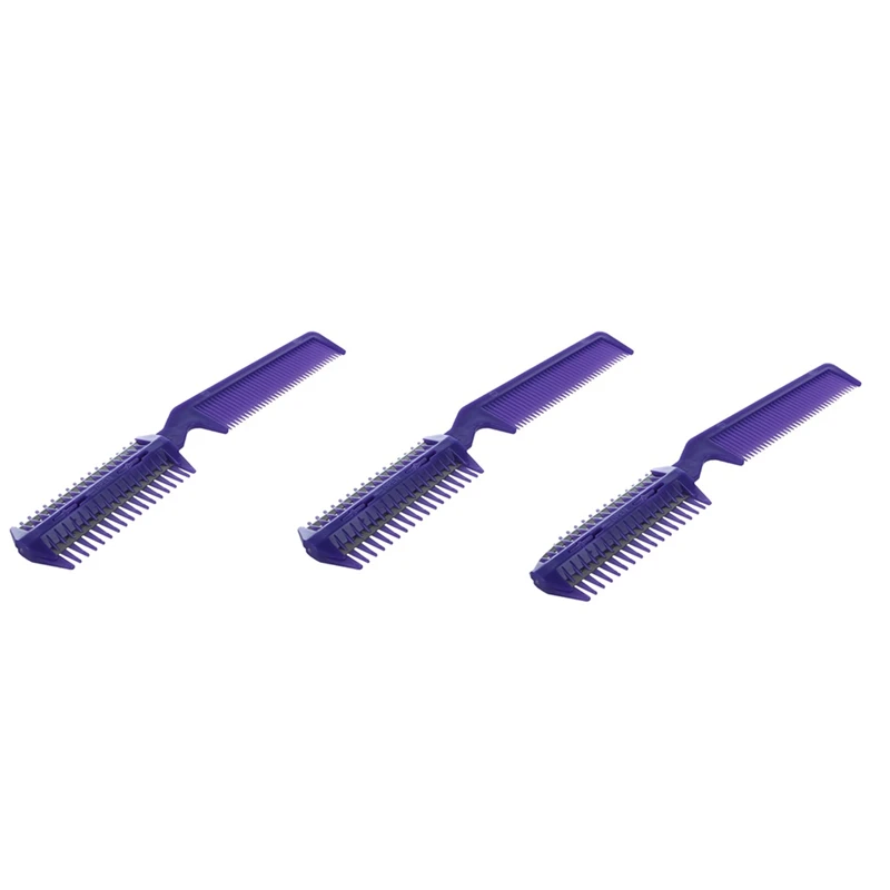 3X Metal Blade Razor Plastic Hair Comb Cutter Trimmer Purple