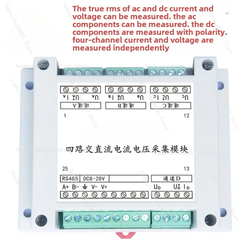 

4-Channel AC and DC current and voltage acquisition module RS485 measurement sensor transmitter