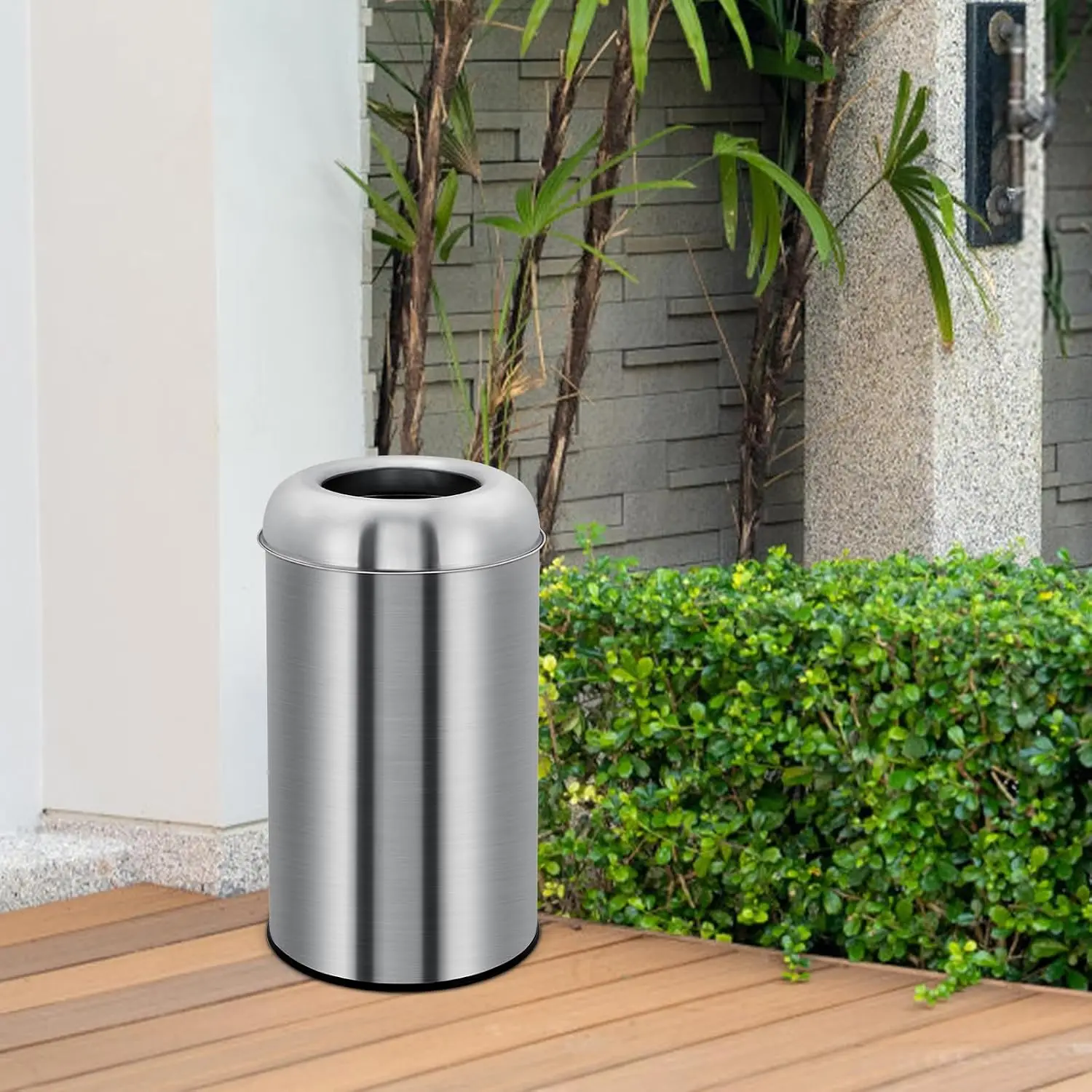 50/70L Stainless Steel Trash Can Open Top Double Layer Garbage Waste Bucket for Bathroom Kitchen Bedroom Office Desk Home Living Room Hotel Cleaning Tools