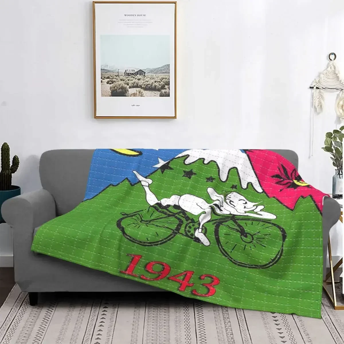 Ultra-Soft Fleece Albert Hoffman LSD Bicycle Day Throw Blankets Warm Flannel Acid Blotter Party Blankets for Bed Car Sofa Quilt