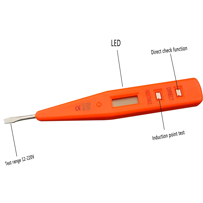 Digital Test Pencil AC DC 12-250V Tester Electrical Screwdriver LCD Display Voltage Detector Test Pen Tools For Electricians