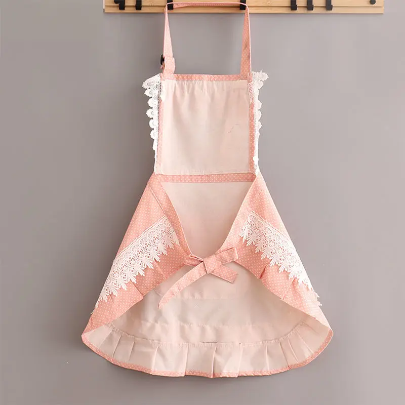 Lace Sleeveless Aprons Princess Sweet Cooking Pinafore Waterproof Kitchen Accessories Coffee Shops Restaurant Apron with Pocket