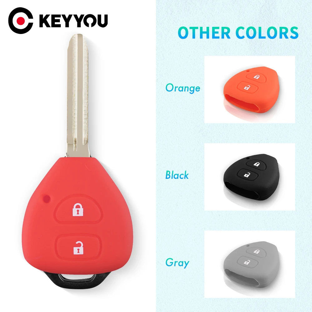 KEYYOU 2 przyciski silikonowe etui na klucze powłoki pokrywa dla TOYOTA Corolla Hilux Vitz Rav4 Aqua Camry
