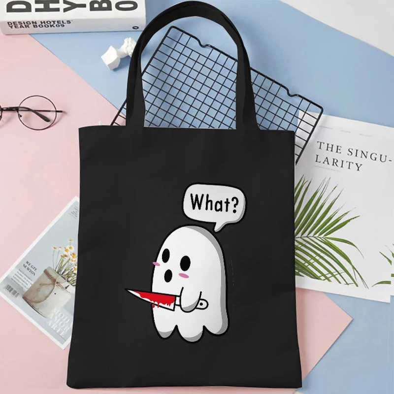 Halloween Boo Need Coffee Canvas Tote Bag Women Shoulder Bags Harajuku Funny Graphic Reusable Shopping Bag Female Handbags