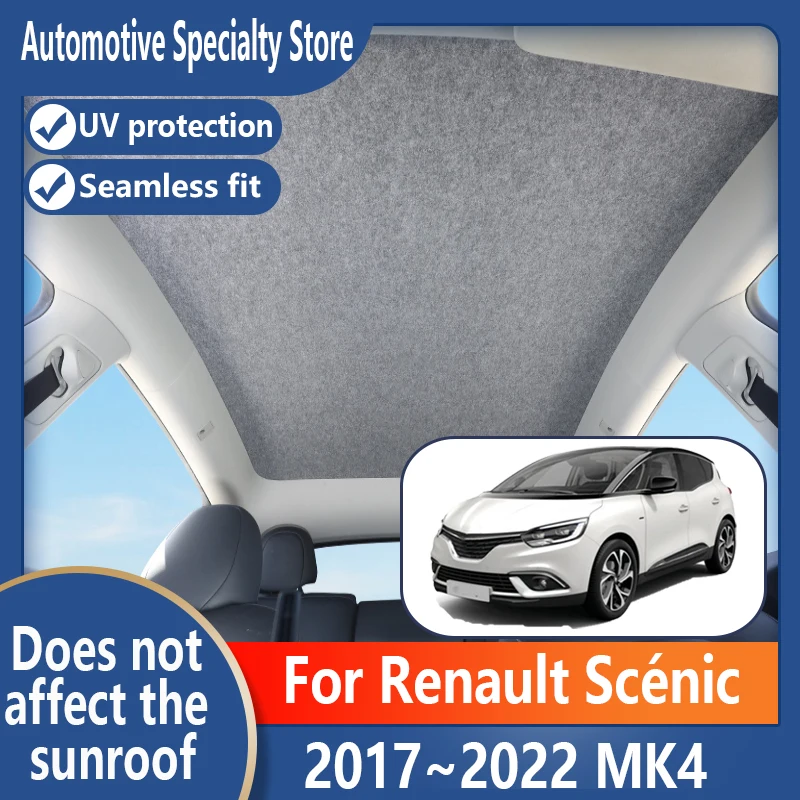 

For Renault Scénic 2017~2022 2021 Car Sunroof Insulation Roof Visor Electrostatic Adsorption Suede Fabric Sun Protection Anti-U