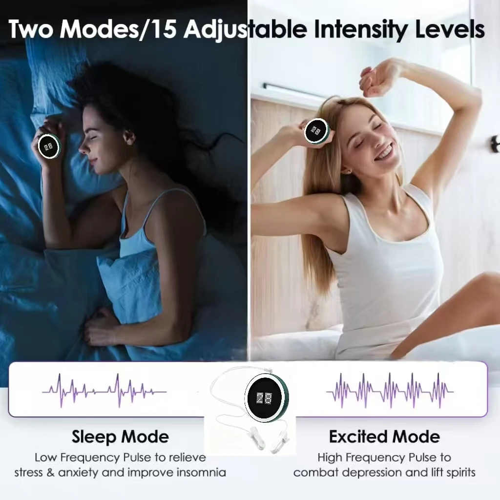 CES Ear Clip Cranial Electrotherapy Device, Sleep Aid for Insomnia Sleepless Anxiety, Head Pain Relief Fast Sleep