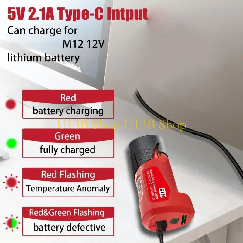 U13B 12V USB Power Source Adapter for N12 12V Battery Charging Adapter Portable Power