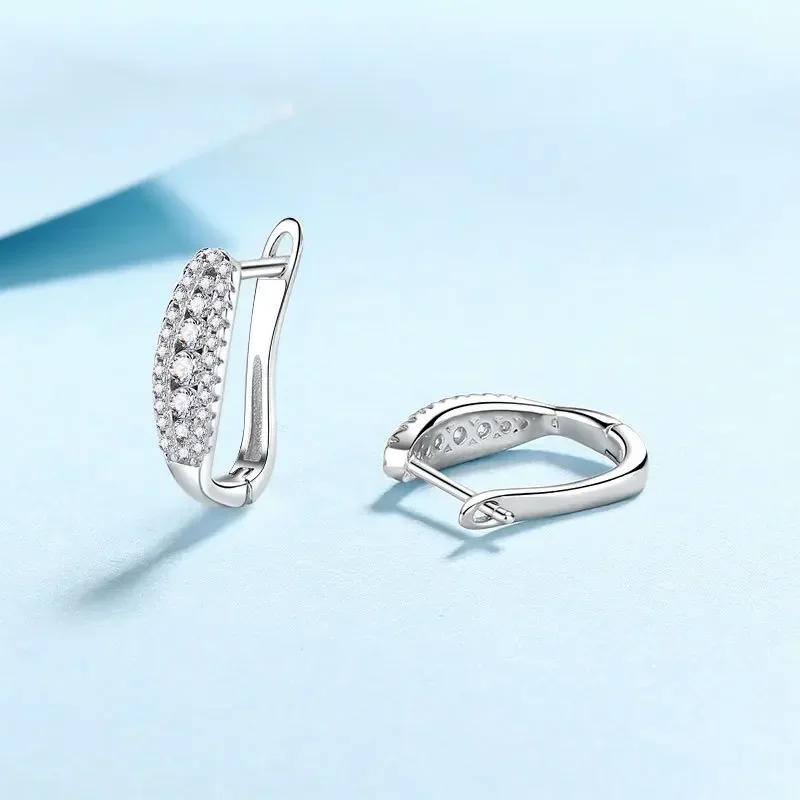 

Sparkling Inlaid 0.44 Carat Moissanite Diamond Hoop Earrings for Women Gifts, Platinum Pt950 Ear Buckle Wild Personality Jewelry