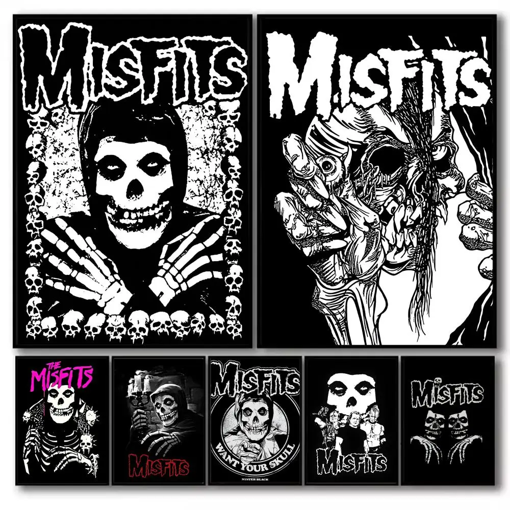 M-Misfits Band Poster Stickers Self-Adhesive Painting Mural Decor Wall Decals for Bedroom Living Room Home HD Gift