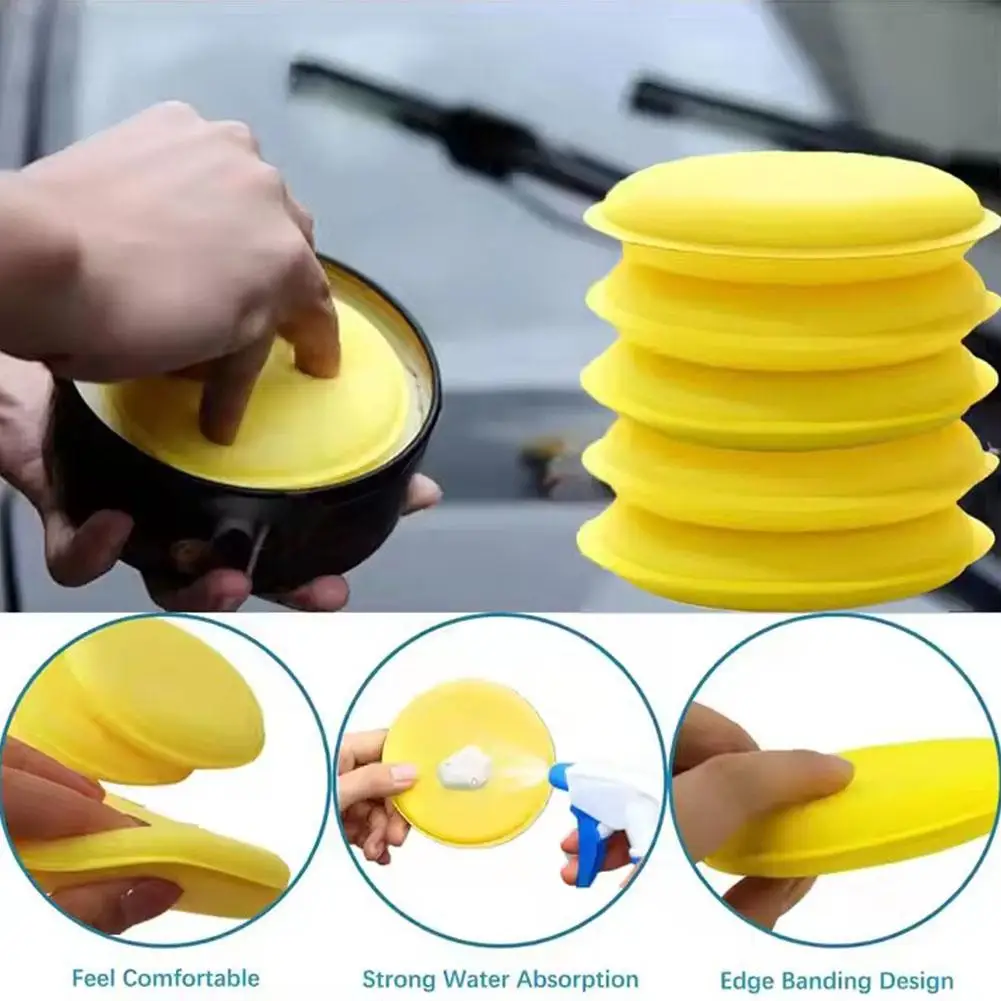 Car Waxing Polish Wax Foam Sponge Applicator Pads 10CM Yellow Cleaning Sponge Clean Washer Washing Tool Car Cleaning