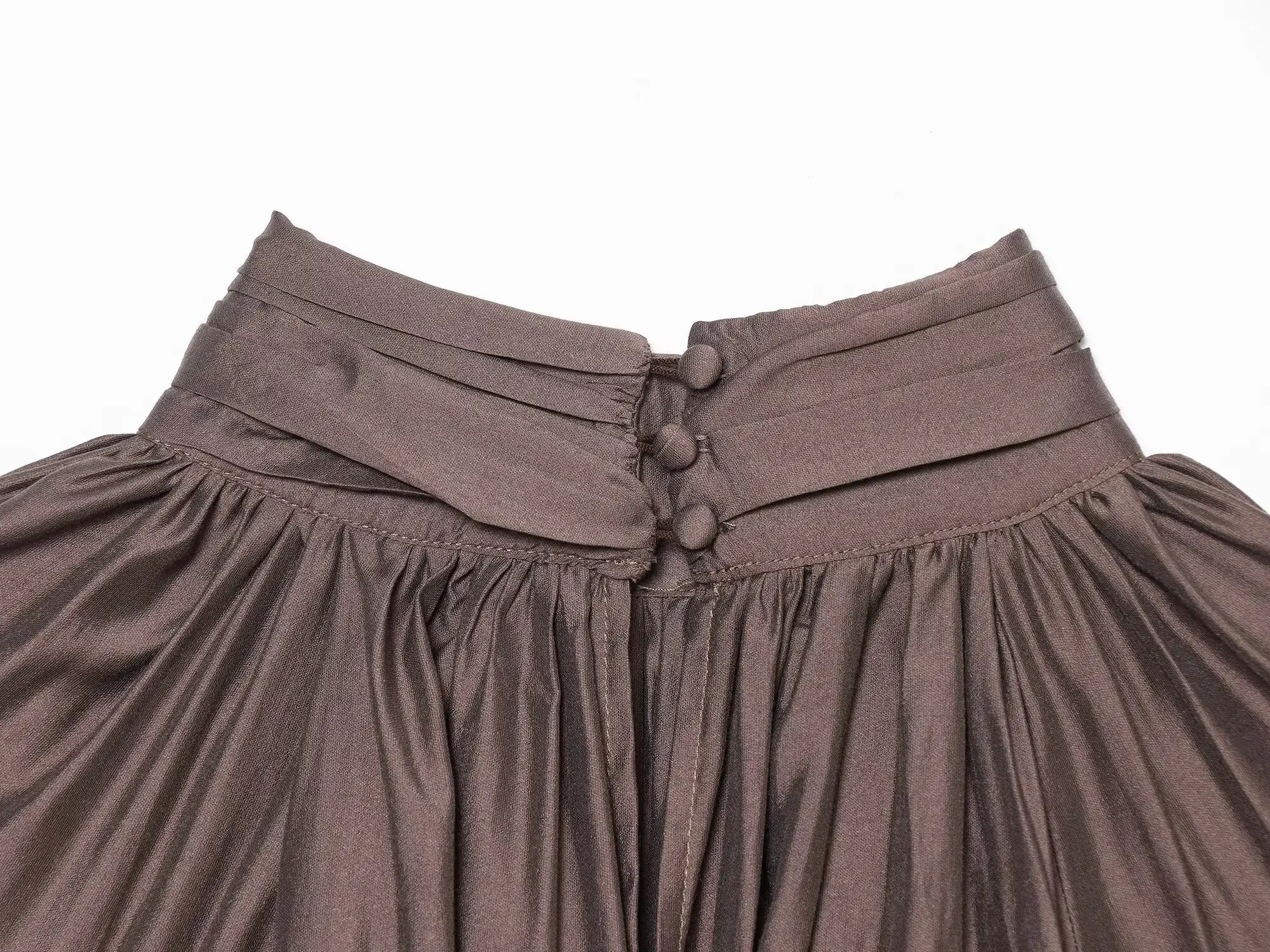 BSAY 2026 Französische Minimalistische Damen-Satinbluse mit Stehkragen, gerafftem Design, Laternenärmeln, lockerem Schnitt, glänzend, elegant, für Bürokleidung, Oberteil – Detail 23