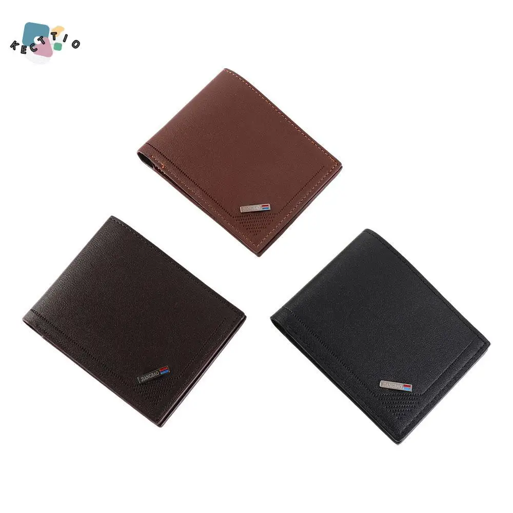 Portable PU Leather Men's Short Wallet Multi-position Thin Male Leather Purse ID Card Holder Large Capacity Men Coin Pocket Male