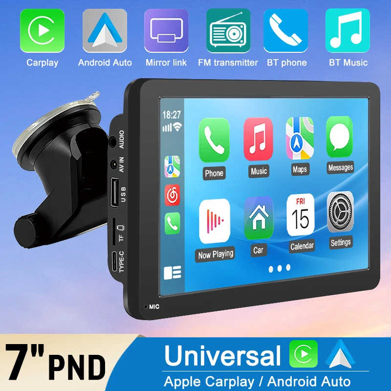 Ahoudy 7 Inch Car Radio Universal Wireless Apple Carplay Android Auto Bluetooth Multimedia Player For VW Nissan Toyota Honda KIA