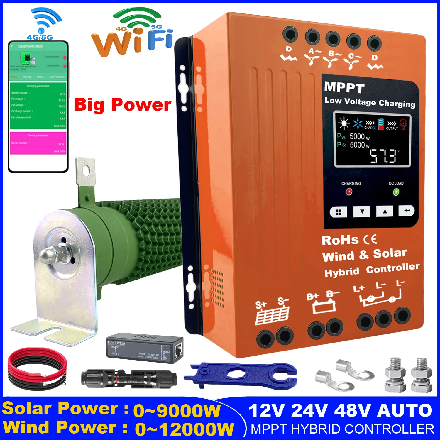 12V 24V 48V MPPT Charge Controller 160A 3000W 5000W 6000W 8KW Solar Panel Wind Generator Regulator for Household System Lifepo4