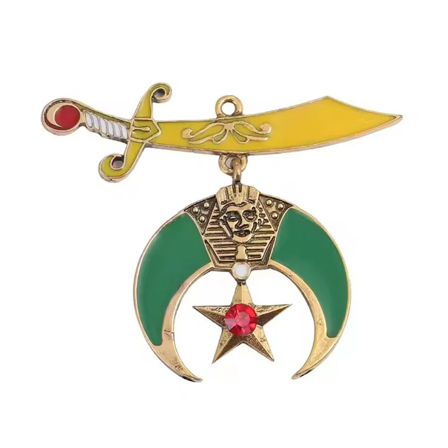 Masonic Freemason pharaoh Half moon crescent shaped Pharaoh Necklace Shriner Scimitar Moon Star Shrine Charm Pendant