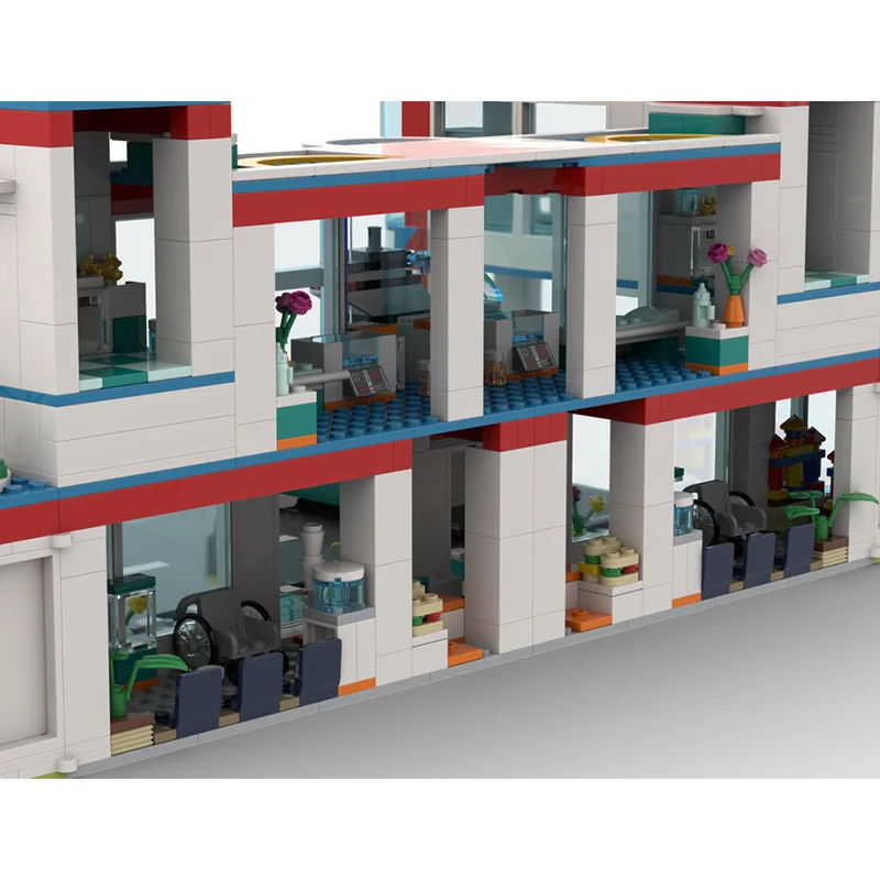 Moc Building Bricks Modular Hospital Model Technology Modular Block City Street View Toy DIY Set Assembly Christmas Gifts