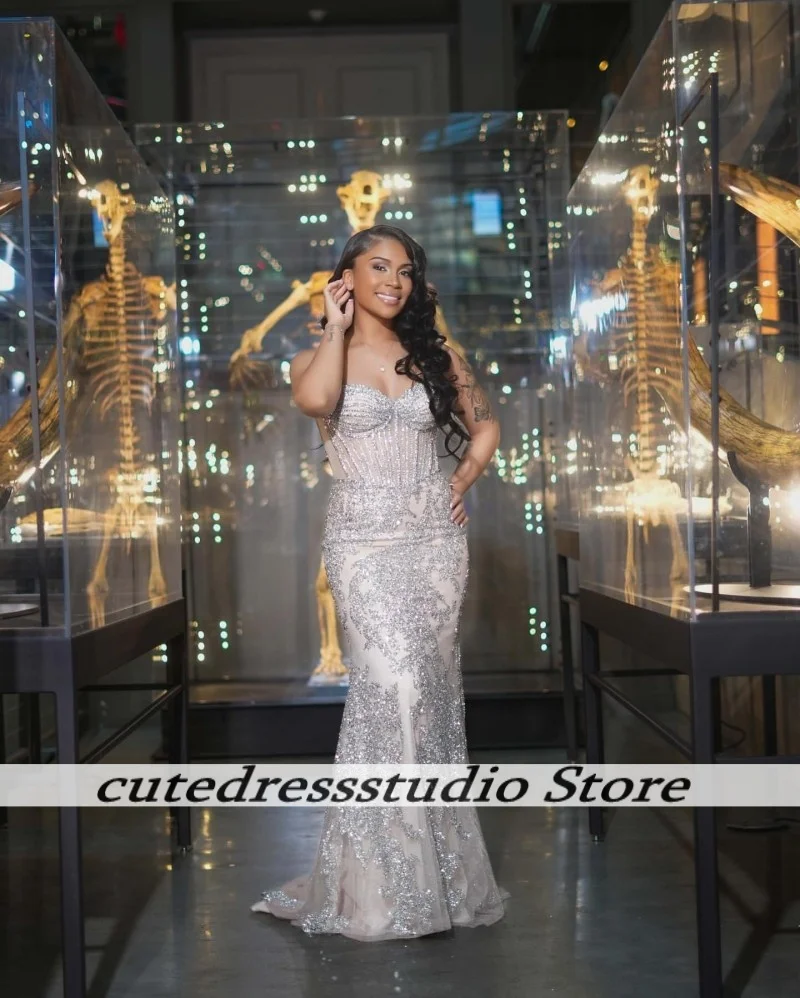 فساتين سهرة ساحرة مزينة بالخرز فساتين حفلات للنساء طويلة على شكل قلب حورية البحر فستان حفلات الزفاف فاخر حسب الطلب