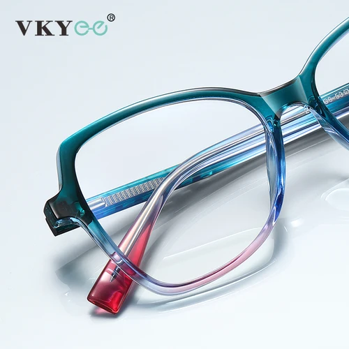 Imagen 2 del producto VKYEE, gafas elegantes con montura grande para mujer, diseño geométrico, gafas antiluz azul, fotocromáticas, prescripción personalizable