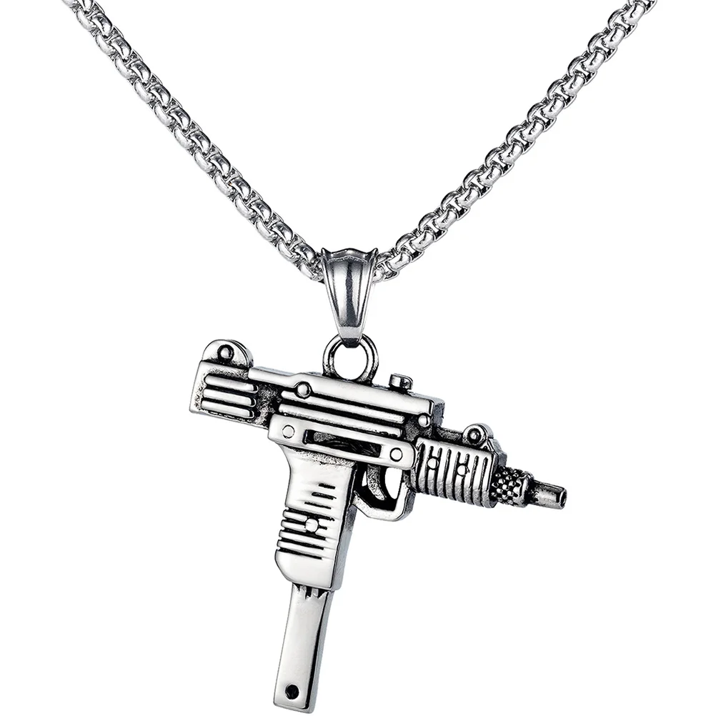 

Mens Gun Necklace Pendant Alloy Fashion Hip Hop Neck Chain Cool Style Charm Necklace Jewelry Gift Mens Pendant Necklaces