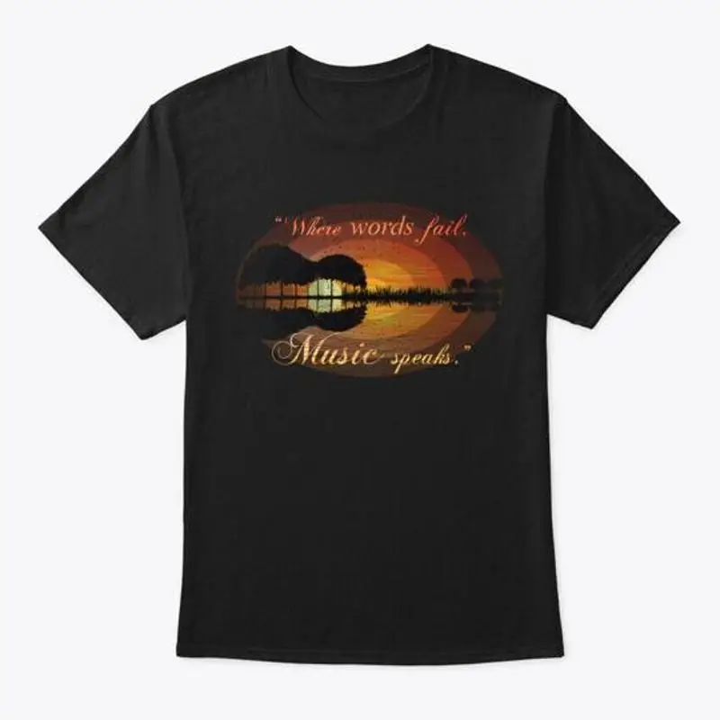Guitar Music Speaks T-Shirt Made in the USA Size S to 5XL