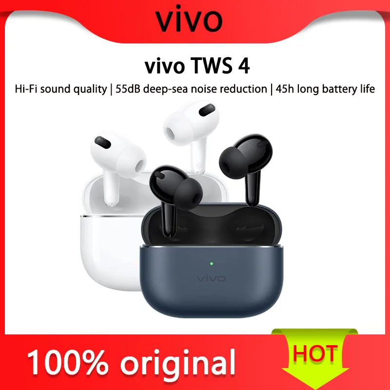 vivo TWS 4 Hi-Fi sound quality  55dB deep sea noise reduction  45h long battery life