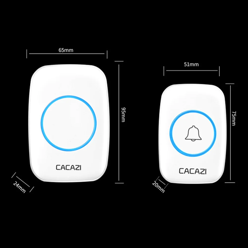 Campainha Inteligente Impermeável Sem Fio, Tomada, Alimentado, Controle Remoto, Carrilhão de Porta, Casa, UE, EUA, Reino Unido, AU, A10, 300m