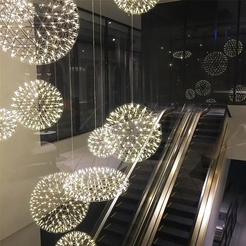 Modern LED Sky Star Spark Ball Ceiling Chandelier Firework Ball Lamp Luxury Pendant Light Atmosphere High-end Living Dining Room