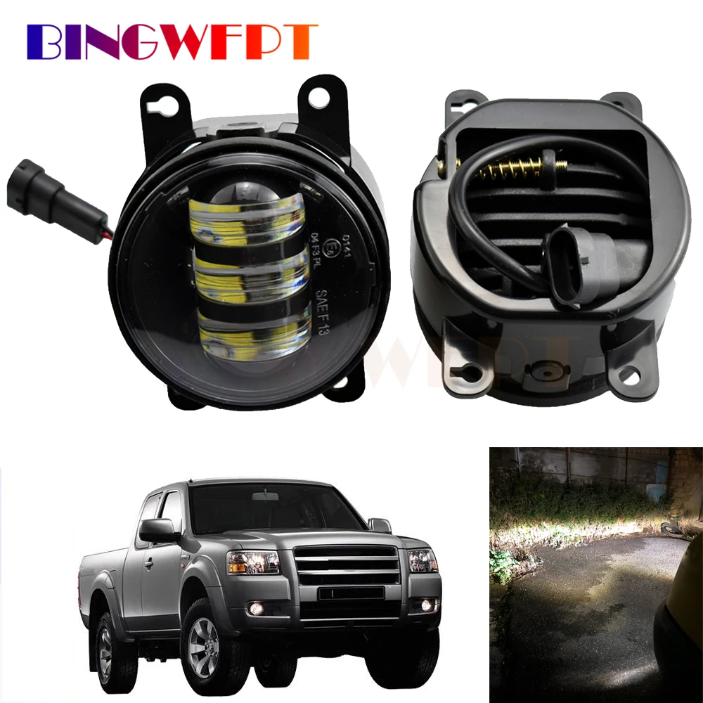 2PCS Fog Light Assembly For Ford Ranger 2005 2006 2007 2008-2015 Car H11 Front Bumper Fog Lamp DRL 12V Daytime Running Lights