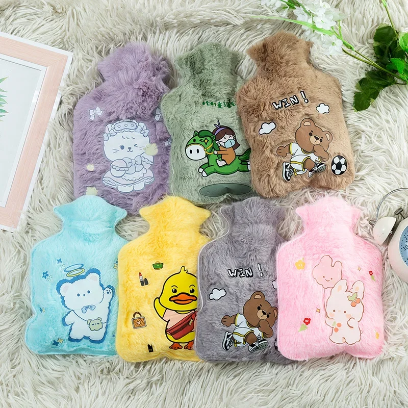 Lovely Cartoon Hand Warm Water Bottle Mini Hot Water Bottles Portable Villus Hand Warmer Girls Pocket Hand Feet Hot Water Bags