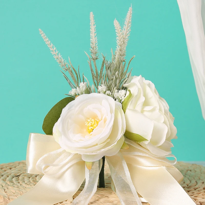 バックミラー,造花,結婚式の車のアクセサリー,結婚式の通路の椅子の装飾