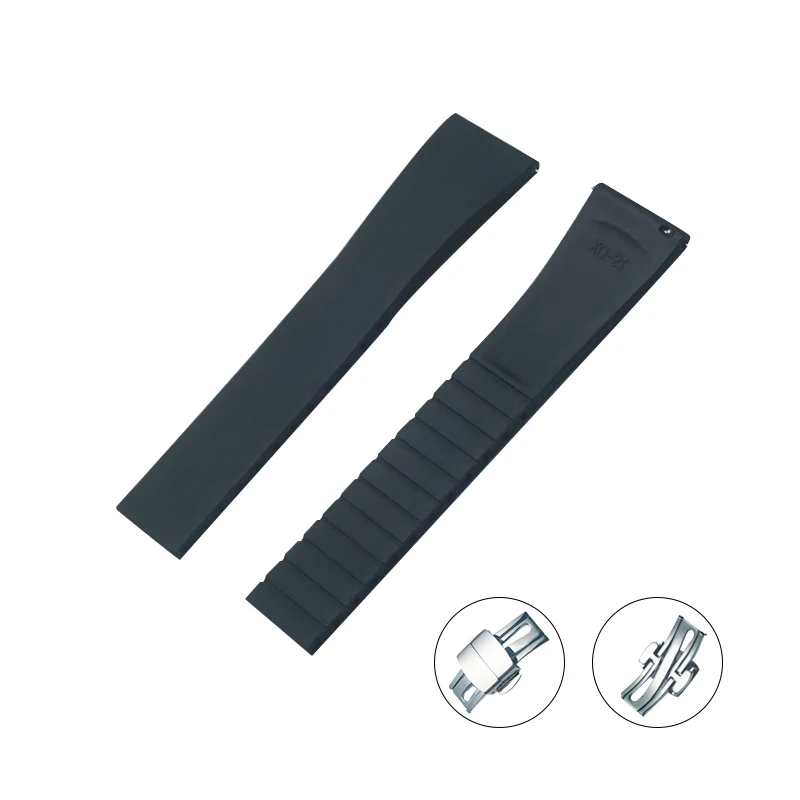 

CTS Fluororubber Watch Strap 18 19 20 21 22mm For Richard Seiko Strap Quick Release Butterfly Buckle FKM Watch Bands Cut To Size
