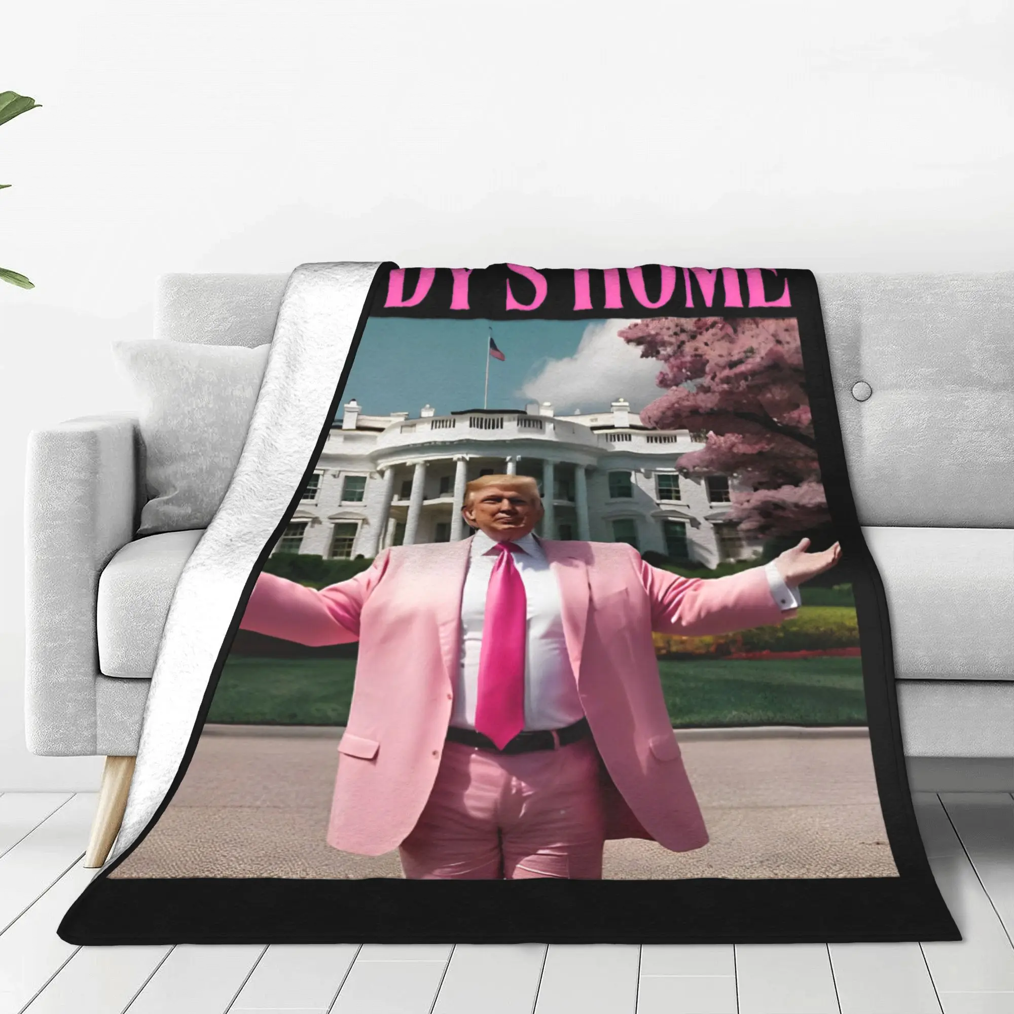 Donald Trump Daddy's Home 2024 Elections  MAGA Blanket Cover Flannel Soft Throw Blanket for Airplane Travel Bedroom Quilt