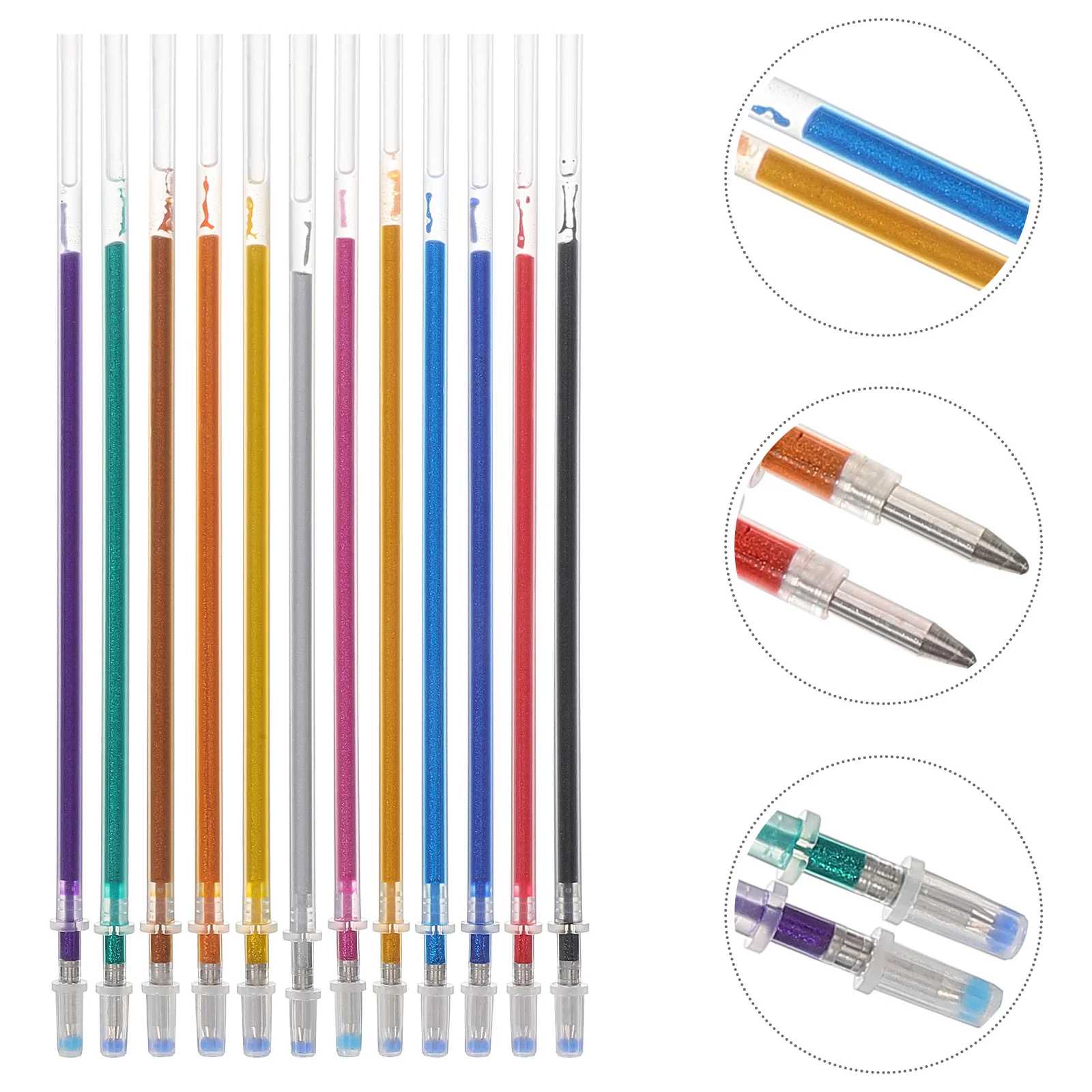 

12Pcs Glitter Gel Pen Refills Office Pen Replacement Smooth Ink Writing Supplies Colour Pens Set Colour Pens Set