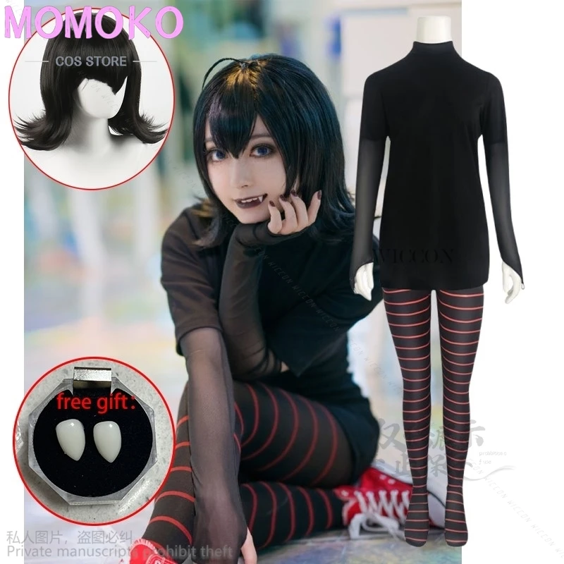 

Anime Movie Mavis Dracula Cosplay Costume Transformania Suit Uniform Stocking Halloween Carnival Suit For Women Vampire Dentures