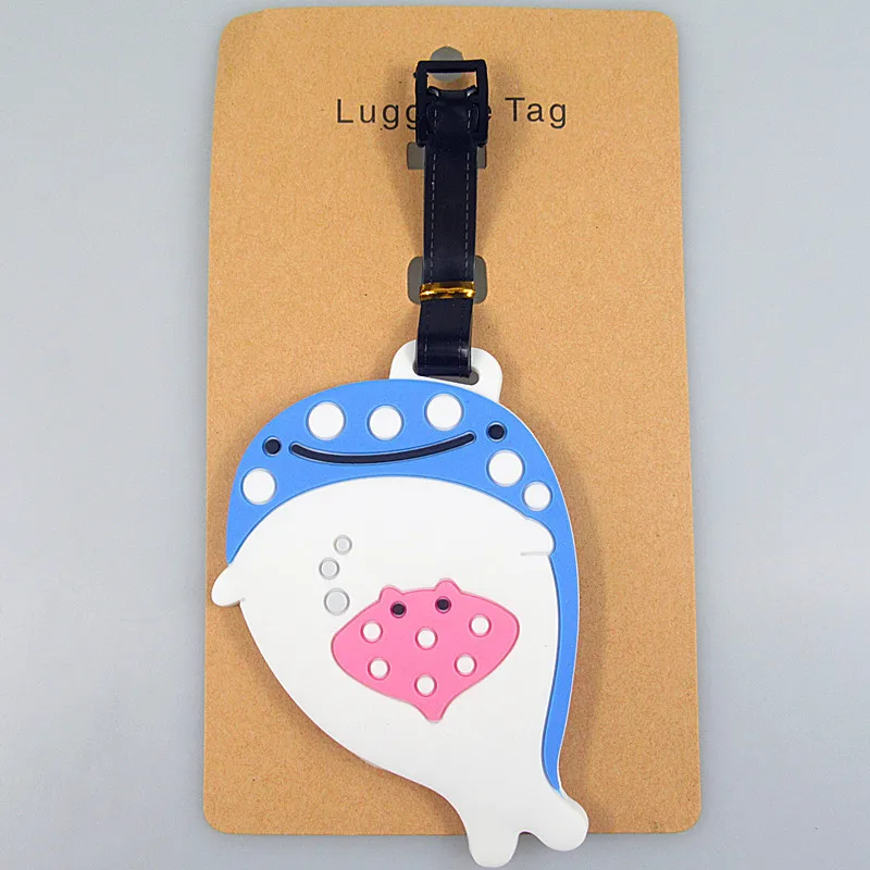 Cartoon Whale Design Luggage Tag Cute Animal Travel Accessories PVC Baggage Label Portable Anti-loss Name Tag