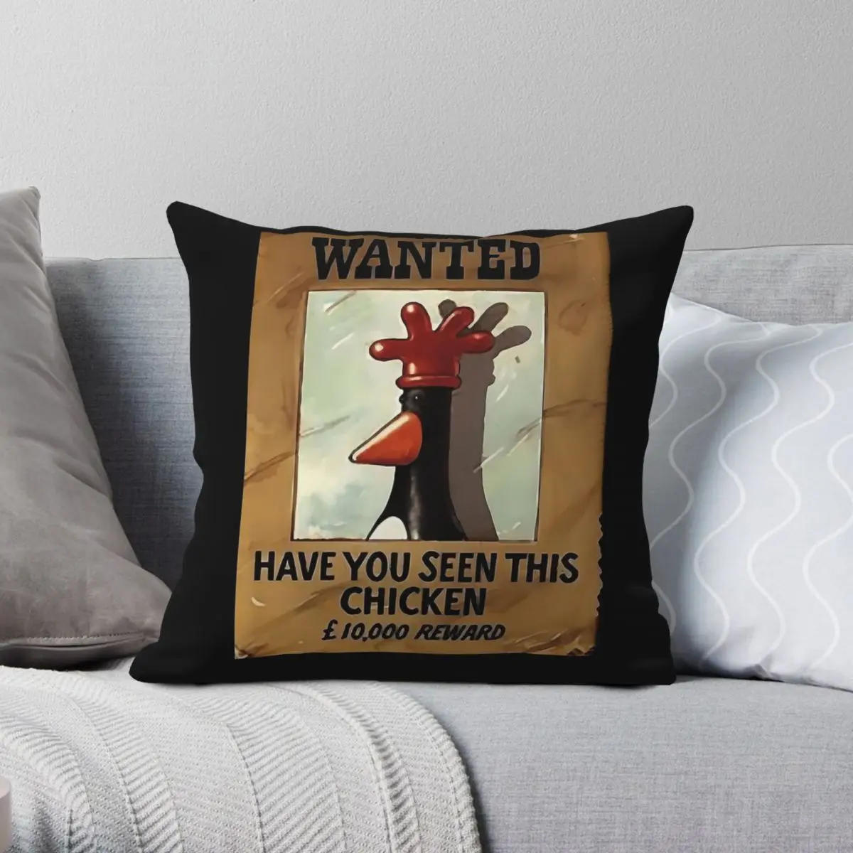 

Квадратная наволочка Wallace & Gromit Wanted Feathers McGraw, полиэстер, лен, бархат, наволочка на молнии с принтом, домашний чехол для подушки
