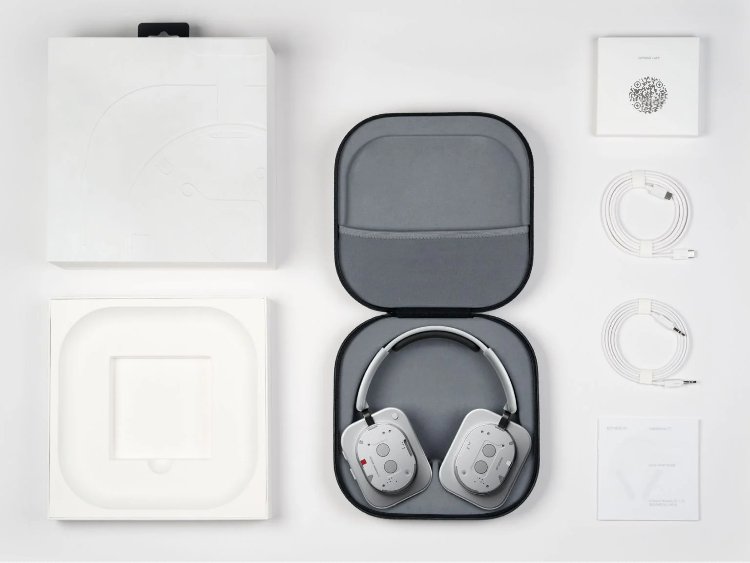 لا شيء سماعة رأس (1) سماعات رأس لاسلكية على الأذن مع خاصية إلغاء الضوضاء النشطة حتى 80 ساعة، سماعة صوت عالية الدقة وشحن سريع