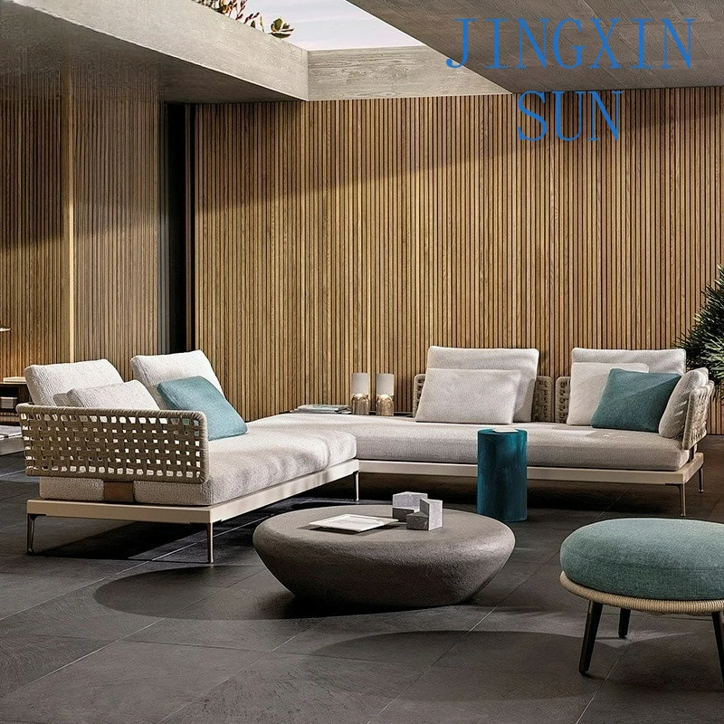 Outdoor teak rattan sofa, villa courtyard leisure furniture, garden balcony waterproof rattan chair