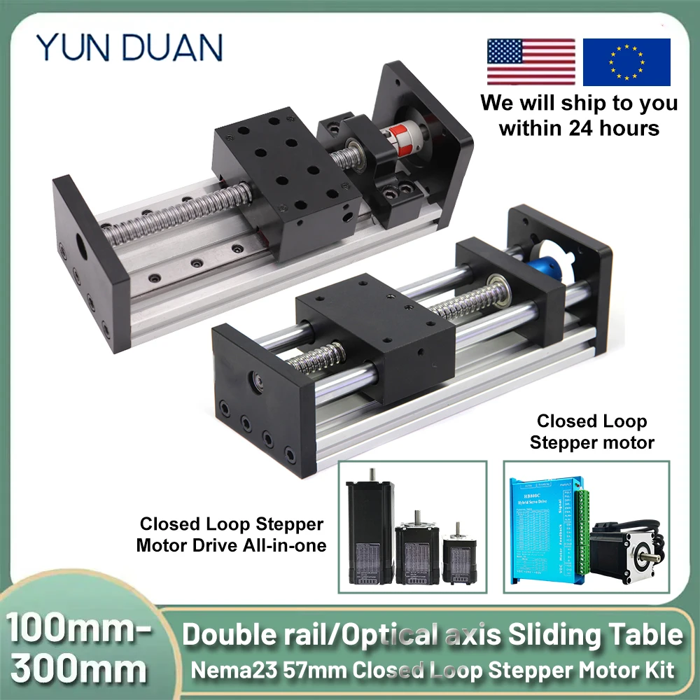 

80mm Wide Linear Rail Table Kit SFU1605 Motorized Ball Screw Sliding Table Single Axis Robot with Closed Loop Stepper Motor