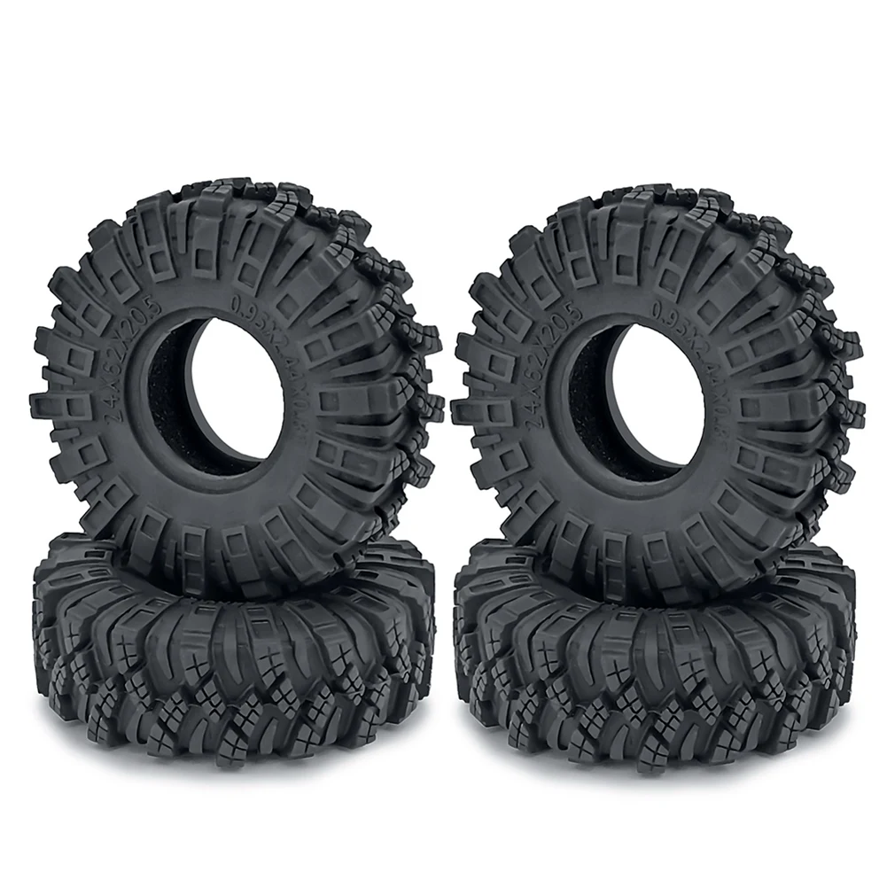 4PCS 62mm 1.0 Inch Wheel Tires Soft Mud Terrain Rubber Tyres for 1/24 RC Crawler Car Axial SCX24 Gladiator Bronco Parts