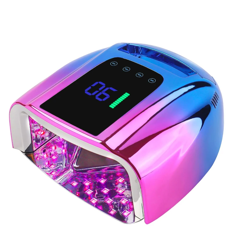 Woobeal 96W Mirror Bottom Nail Lamp with Handle Cordless Manicure Dryer Wireless UV Light for Nails Rechargeable Nail LED Lamp